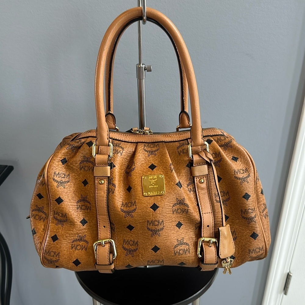 MCM Visetos Cognac Doctor’s HandBag Top Handle - Authentic